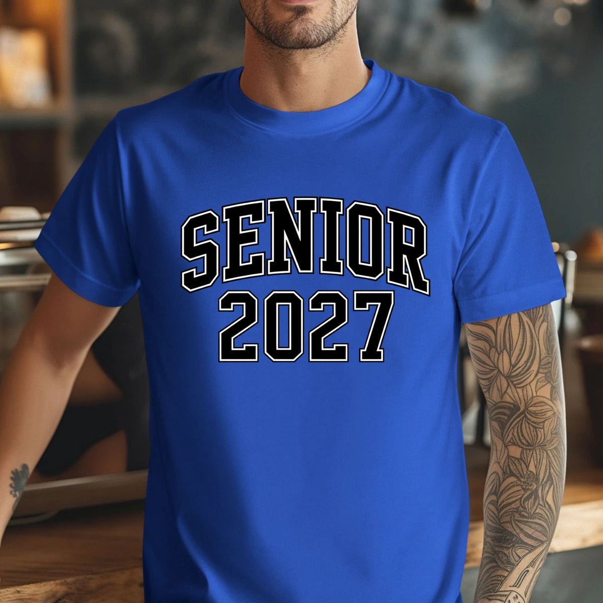 Senior 2027 Shirt, Black and White Varsity Class of 2027 High School Senior Year