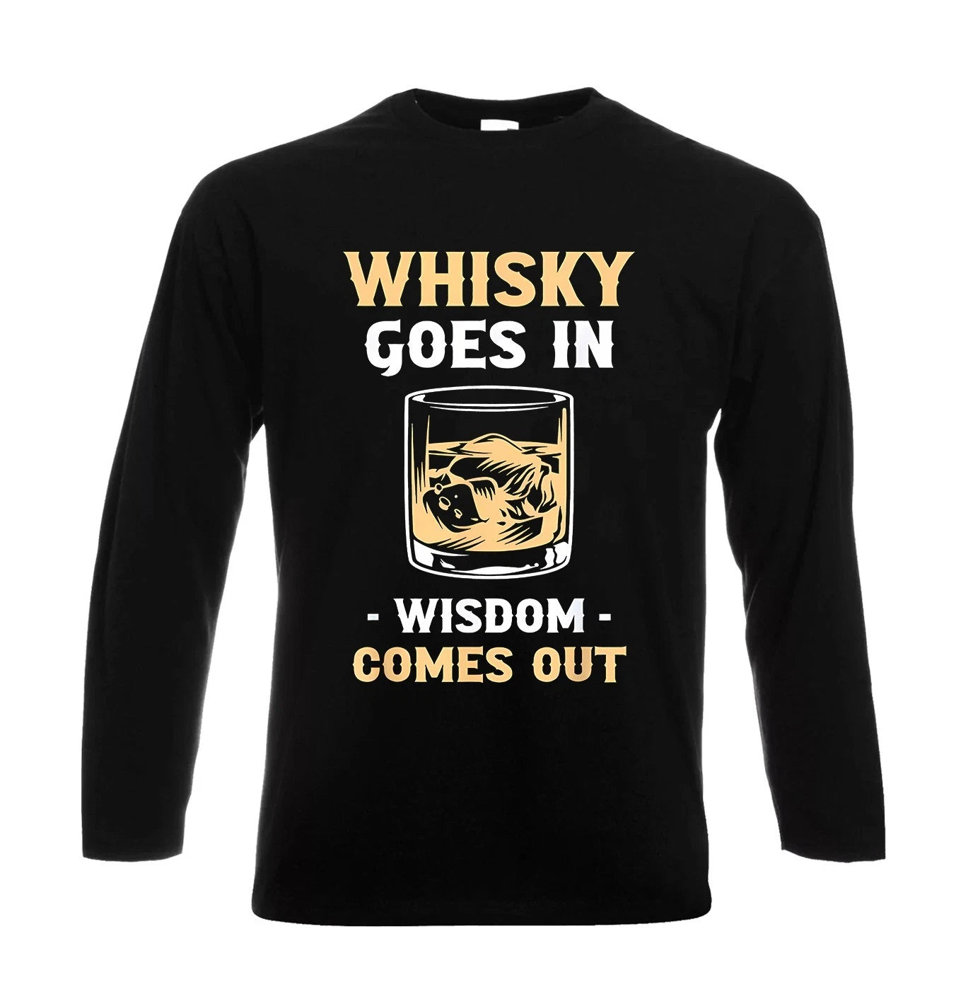 Whiskey Goes In Wisdom Comes Out Whiskey Cool Funny Men's Longsleeve Tee Top