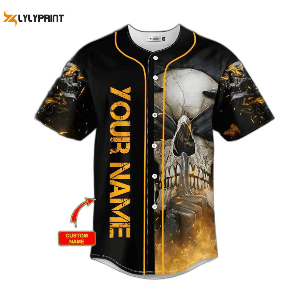 See Hear Speak No Evil Fire Skull Custom Baseball Jersey For Men Women, Skull lovers - lylyprint.com
