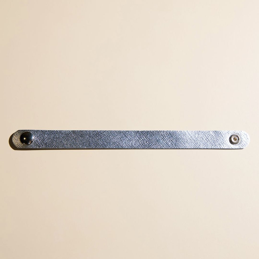 Silver Leaf Thin Leather Cuff Bracelet