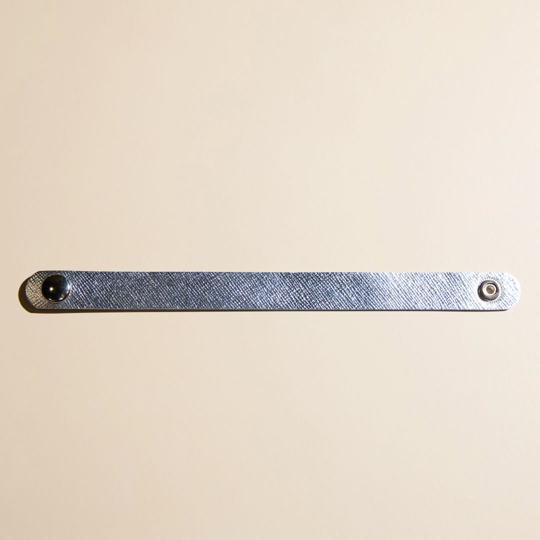 Silver Leaf Thin Leather Cuff Bracelet