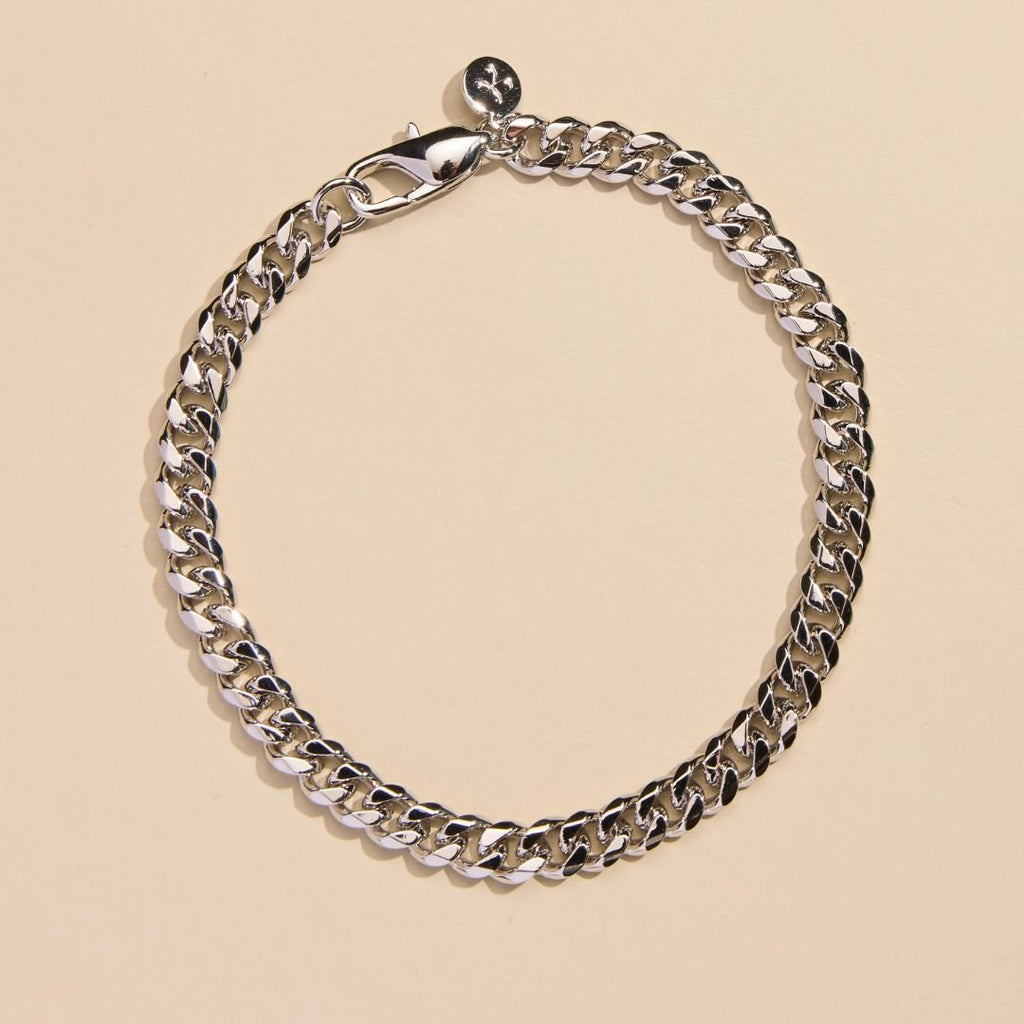 Silver Men's Curb Chain Bracelet
