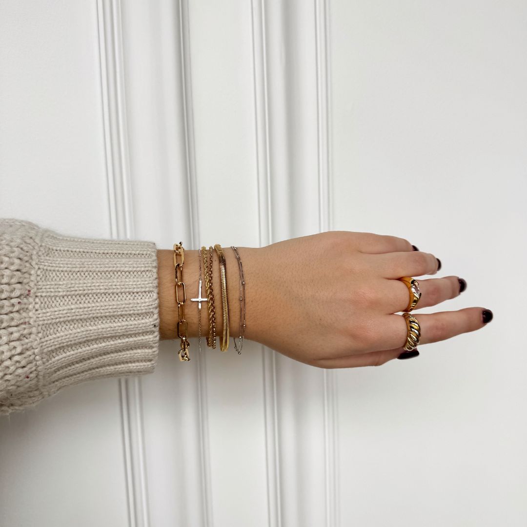 Silver Sideways Cross Bracelet