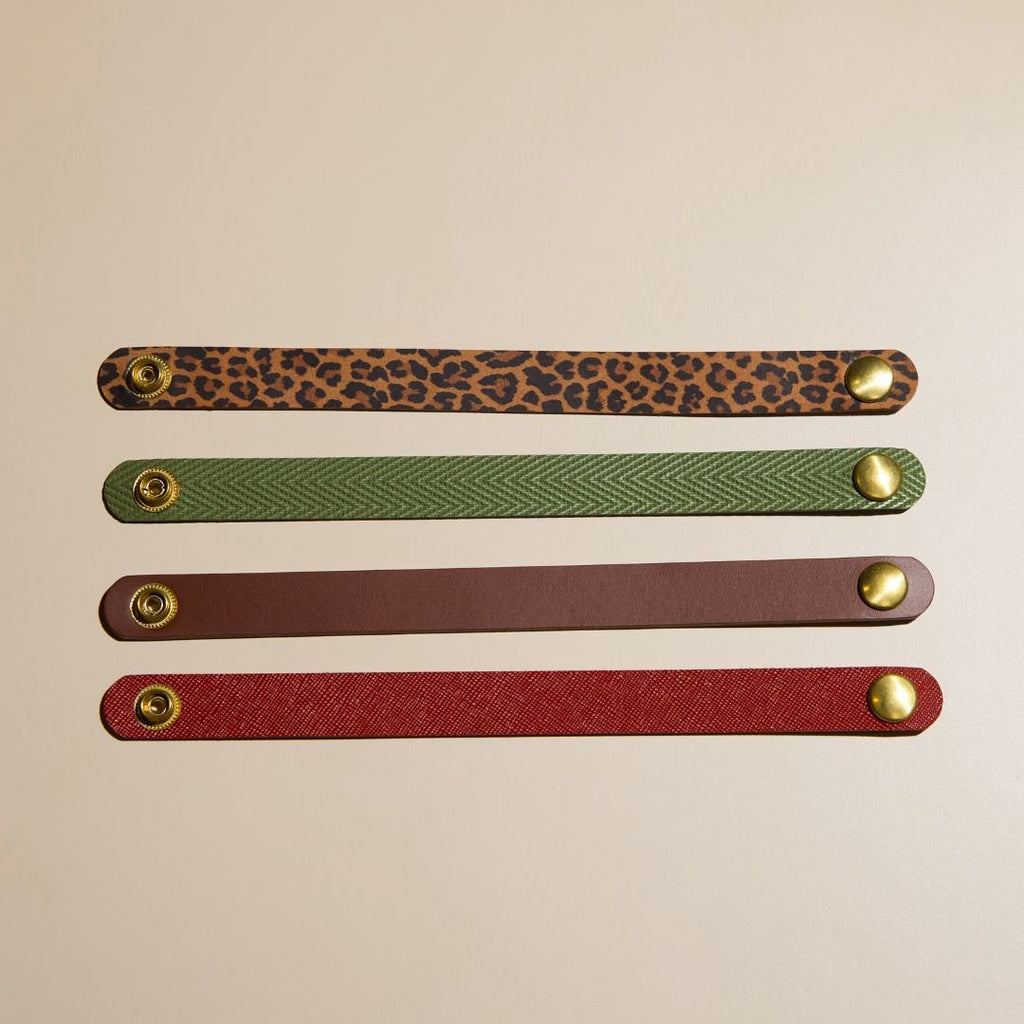 Spotted Leopard Thin Leather Cuff Bracelet
