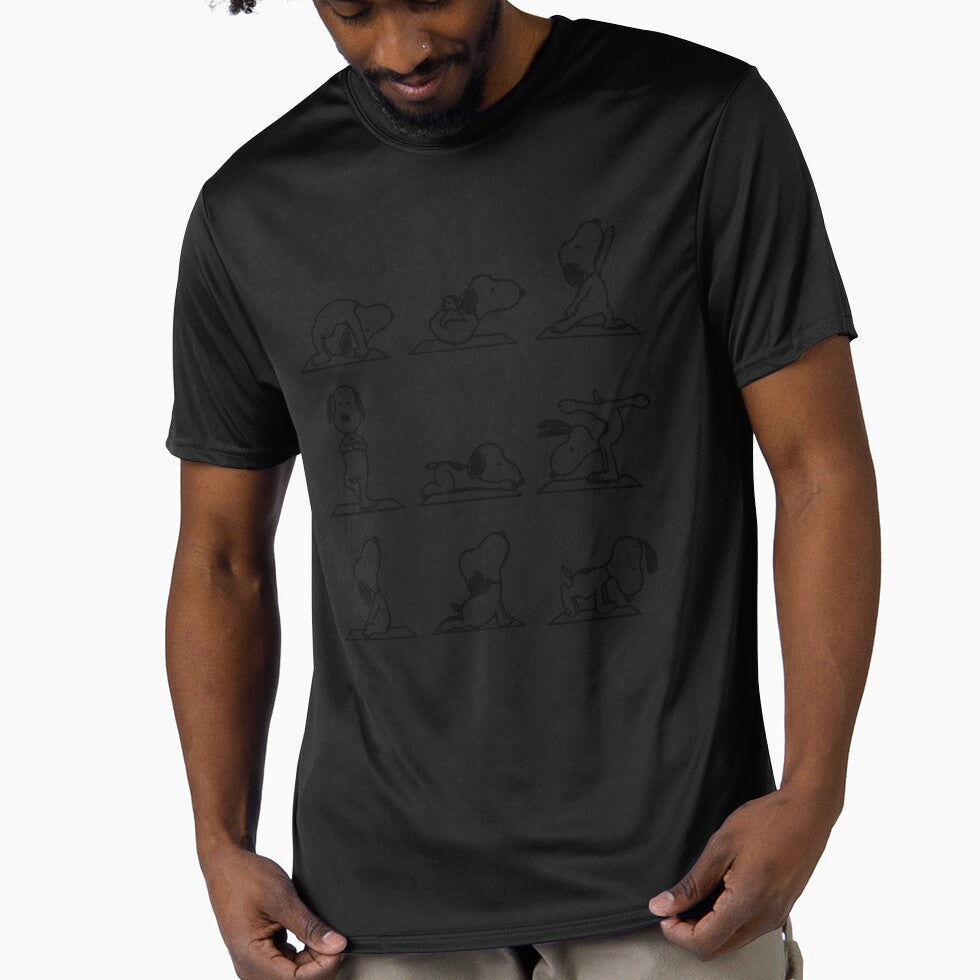 Cartoon Dog T-Shirt – Cute Beagle Buddy Yoga Dog Poses Graphic Tee for Men Women by jenniferkimbal