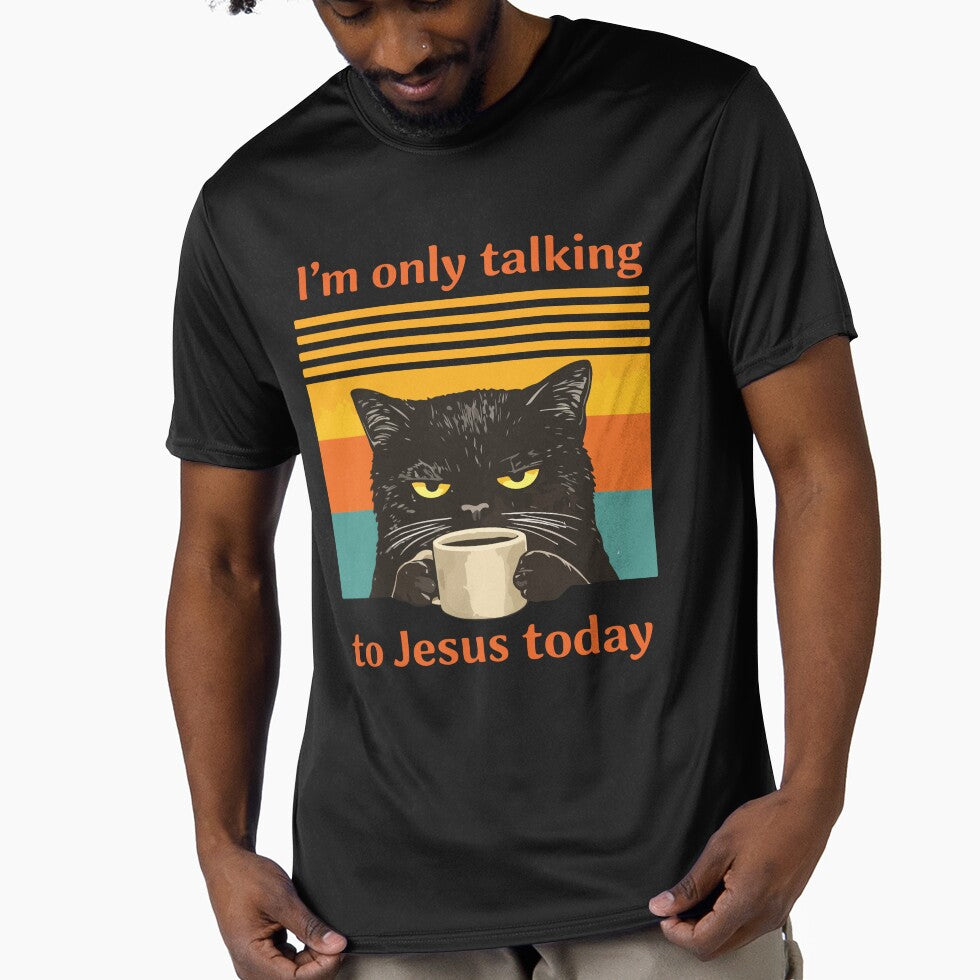 Im Only Talking To Jesus Today Funny Christian Cat Coffee by DonaldMcCullum