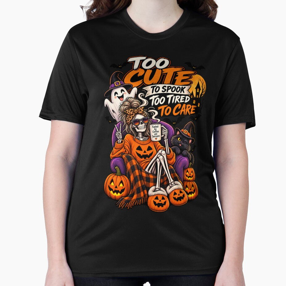 Too Cute To Spook Tired Halloween Skeleton by Cardio Boutique