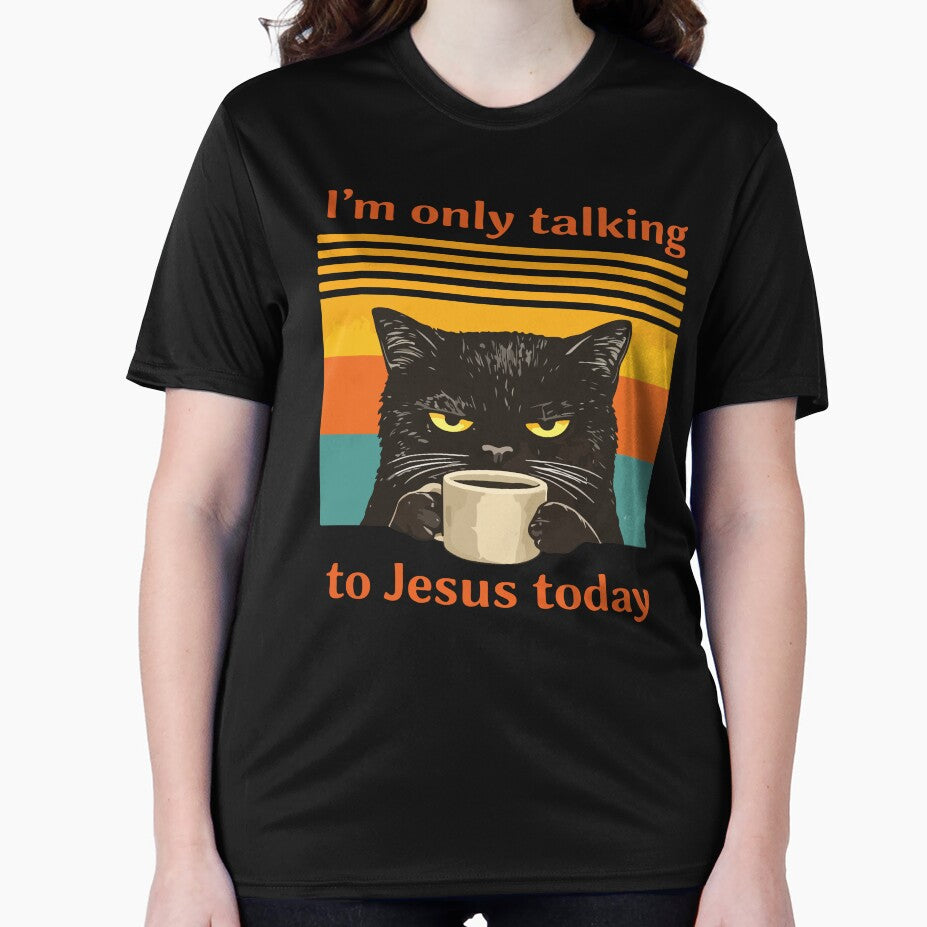 Im Only Talking To Jesus Today Funny Christian Cat Coffee by DonaldMcCullum