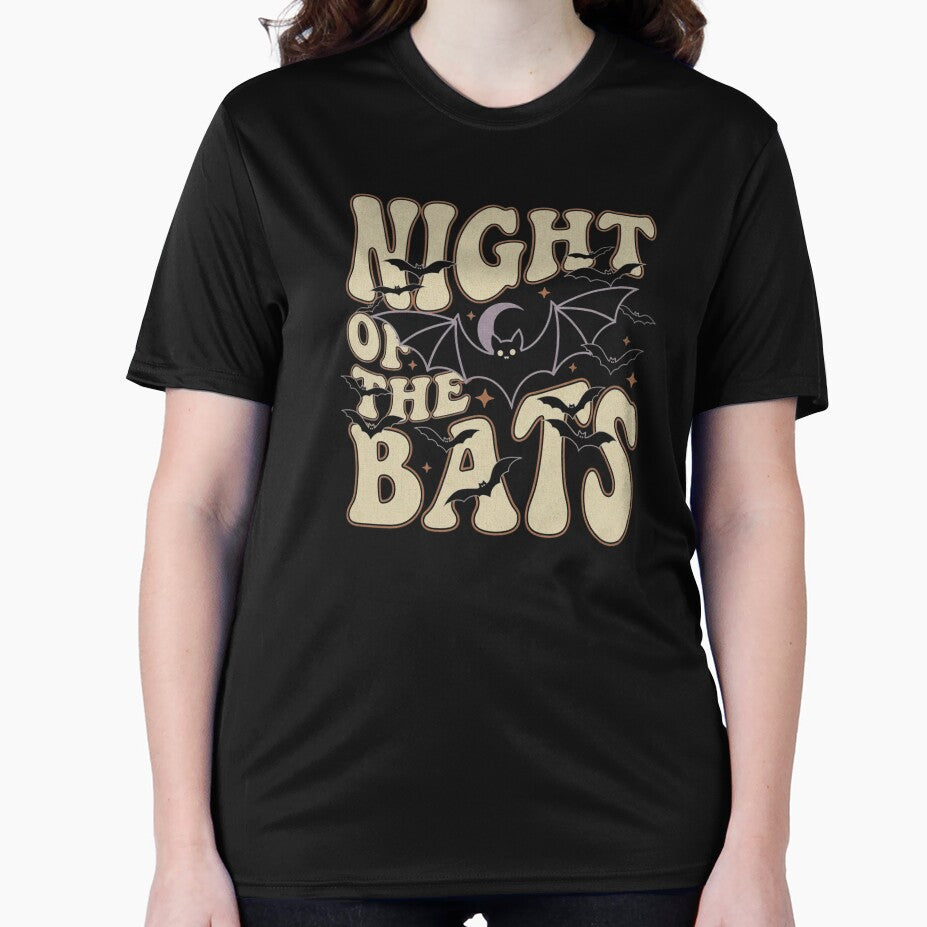 Retro Night Of The Bats Halloween Spooky Flying Bat Graphic by FestivityFinds