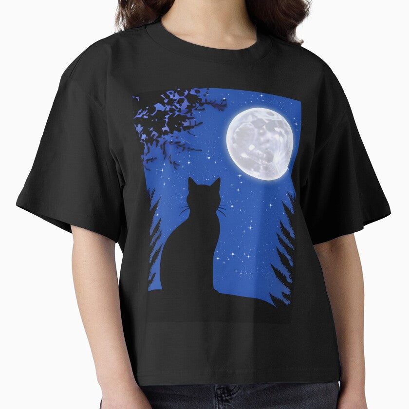 Cat Gazing at the Full Moon by Marymarice