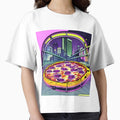 Pizza with night city retro style by imagenia