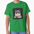 Not Today Scowling Cat Minimalist Design by PunchlinePress