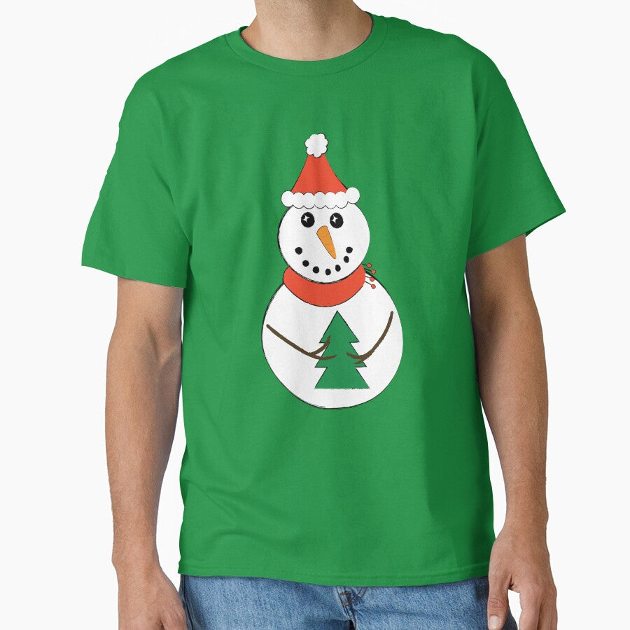 Snowman Holding Green Tree by Suzakara Designs