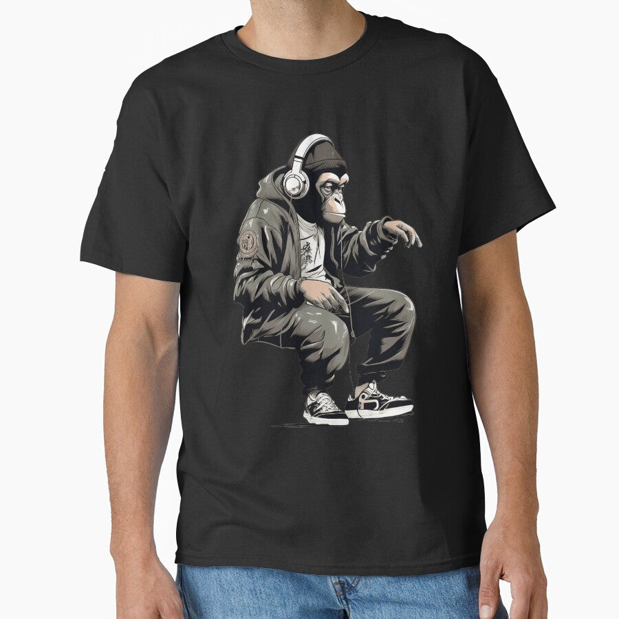 Banksy DJ Monkey Thinker with Headphones by hamishby
