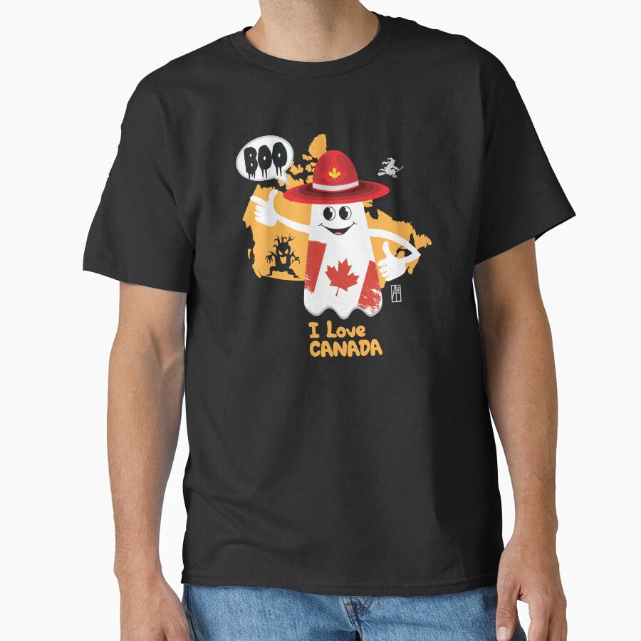 BOO GHOST with Canadian flag "I love Canada" by ArtProjectShop