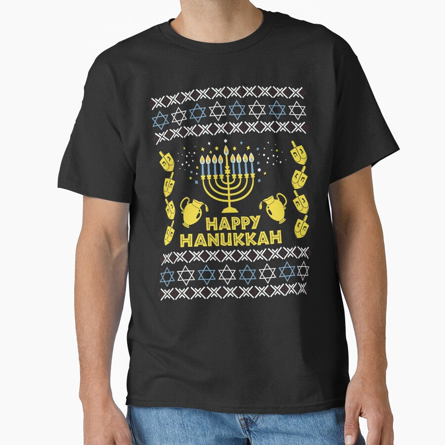 Jewish Hanukkah Tshirt Matzu Balls Hebrew Candle Menorah by DSWShirts