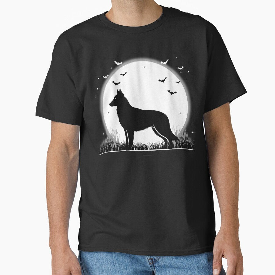 belgian shepherd Dog – Halloween Moon Silhouette by The Real Life Symphony