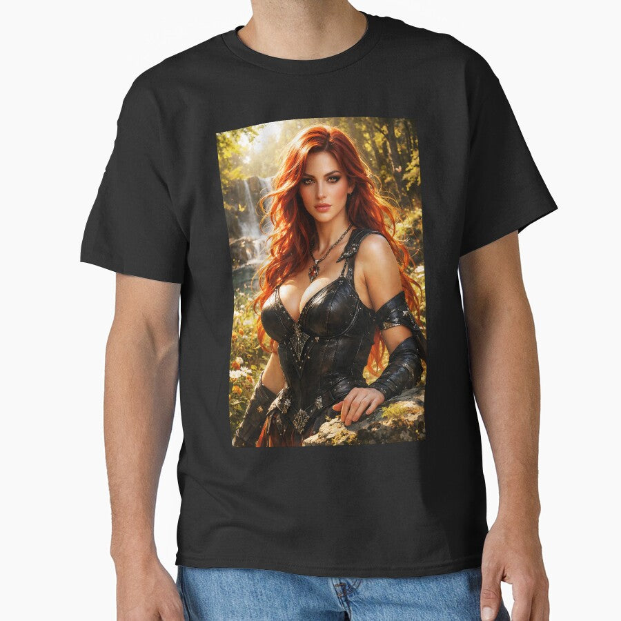Fantasy Redhead Warrior Woman by Waterfall | Dark Fantasy Art Print by thor81pl