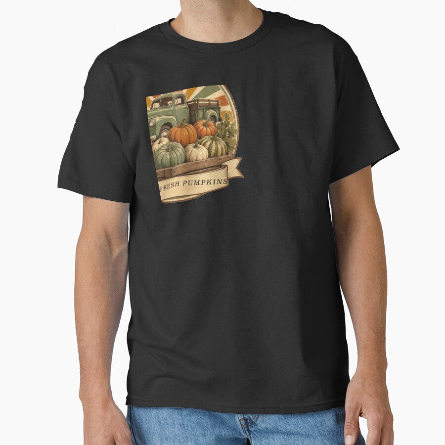 Farm Fresh Pumpkins Vintage Truck Fall Badge by RetroThreadWorks