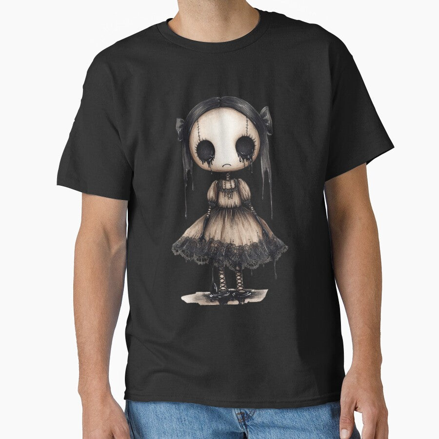 Creepy Cute Doll – Gothic Horror Art with Dripping Black Tears by DirtyDishCloth