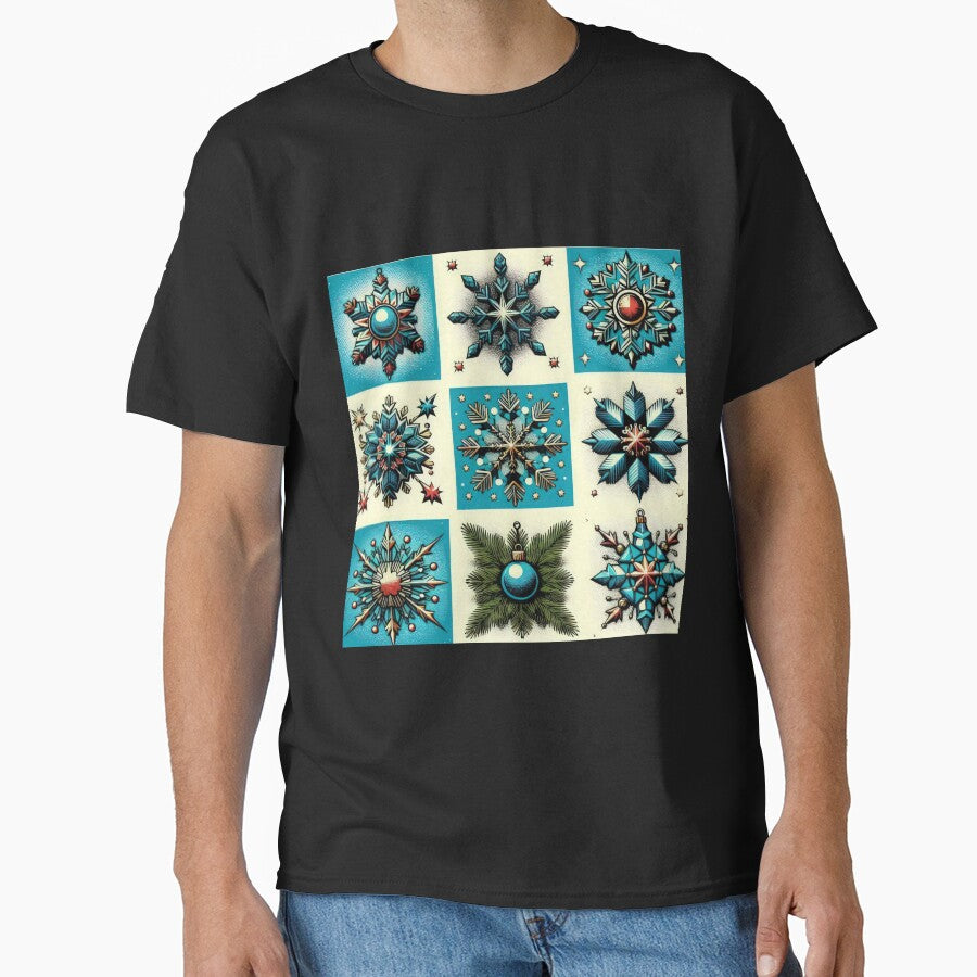Christmas Pattern blue crystal snowflakes,Vintage Christmas Pattern,christmas retro,retro vintage christmas,vintage art by Expressions-Sel