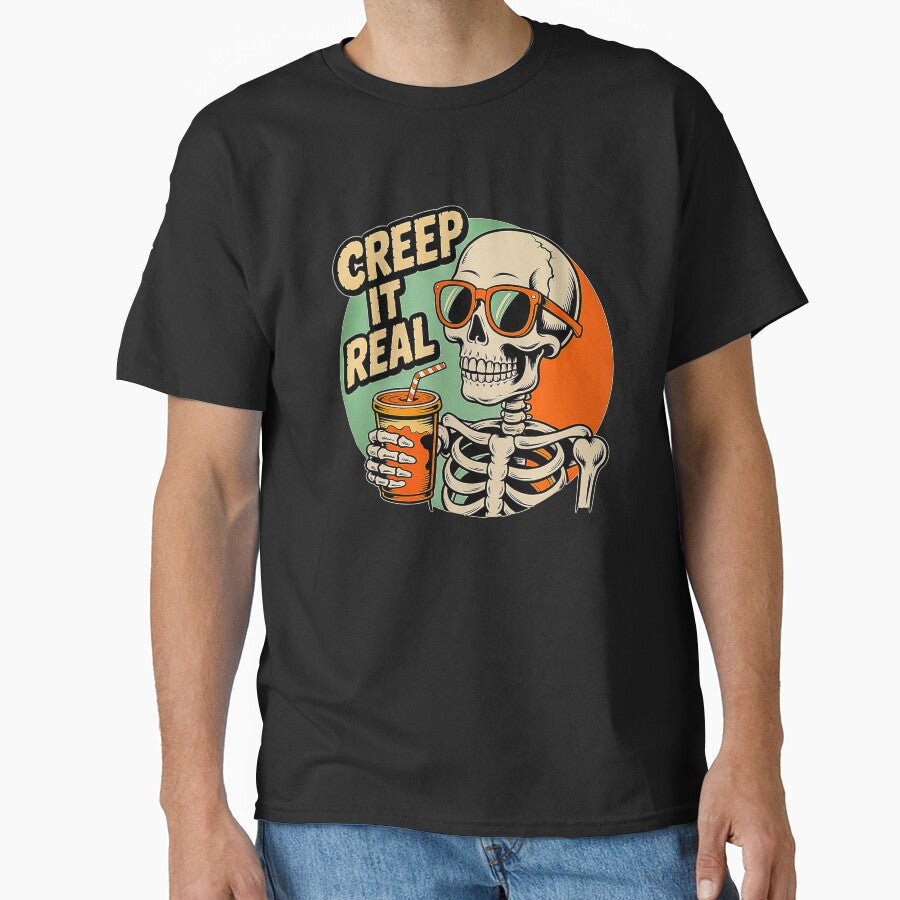 Creep It Real Funny Cool Halloween Skeleton Design by Amanda's Factory