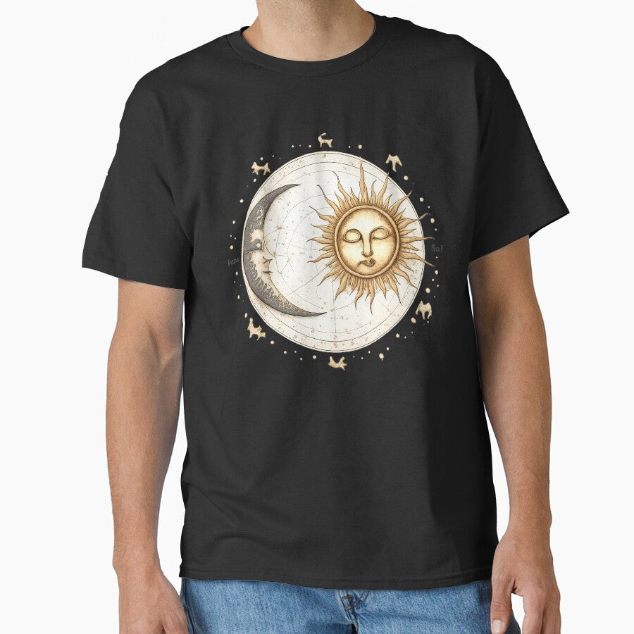 Sun and Moon Vintage Celestial Star Map Astronomy Art by BumbleBloom7