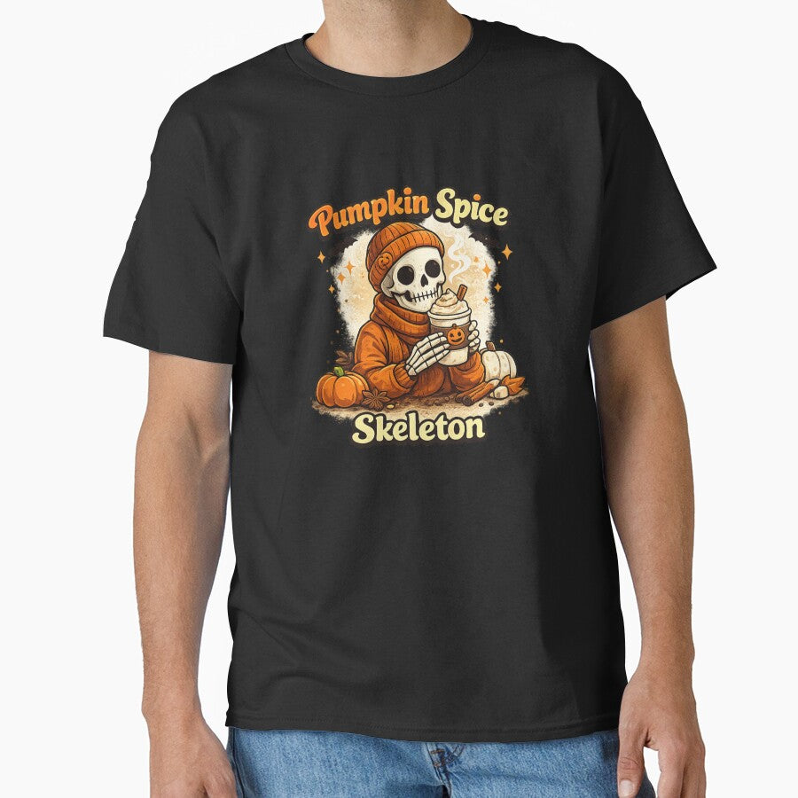 Pumpkin Spice Skeleton Funny Halloween Coffee Lover Design by mocci10