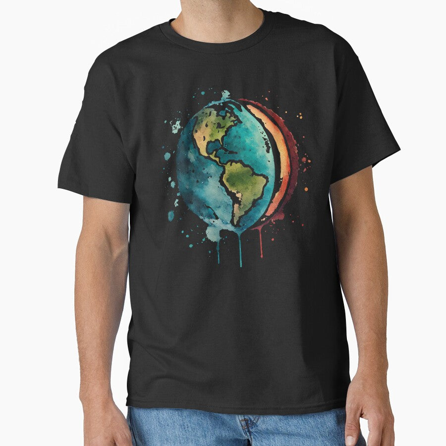 Watercolor Earth: Abstract Planet Art by LuminShadowArt