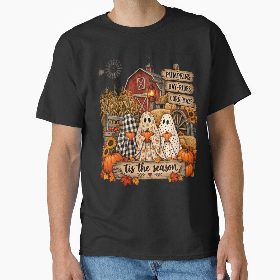 Vintage Halloween Farm Ghosts Pumpkin Patch Fall Harvest It’s the Season by ArcaneArtistry