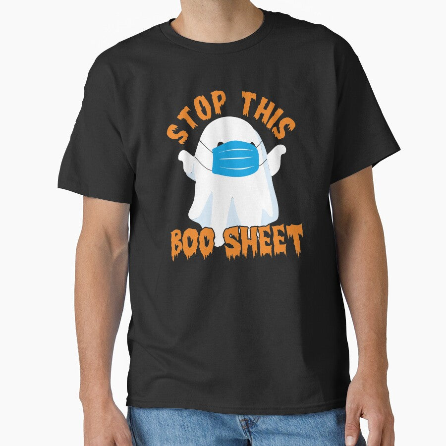 Stop this boo sheet 2020 year funny ghost in face mask Halloween pun by alenaz