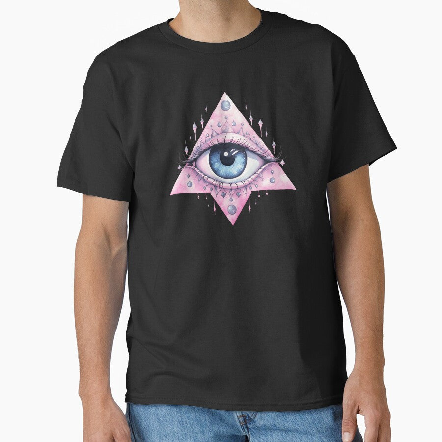 Kawaii Pastel Goth Inspired Pink Watercolor Illuminati Eye by JstPeachy