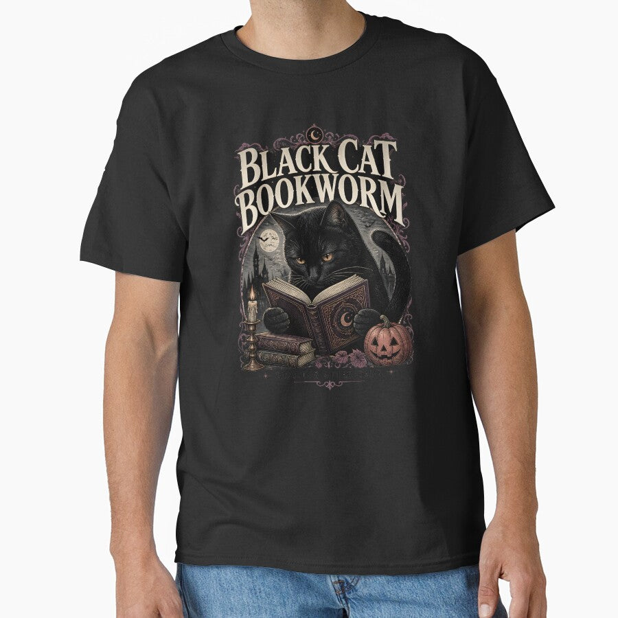 Black Cat Bookworm Black Cat Halloween Gothic Engraving by BernoNickel