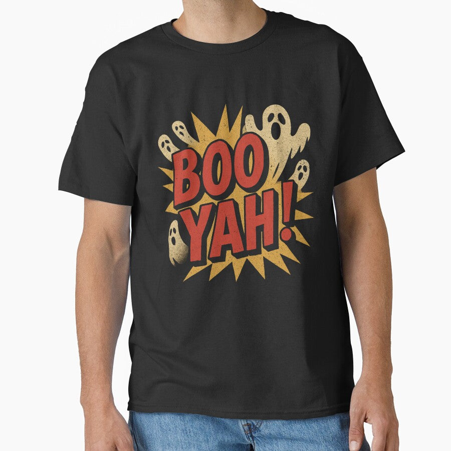 Vintage Boo Yah! Halloween Design – Retro Horror Ghost Poster Style by NovivoPrints