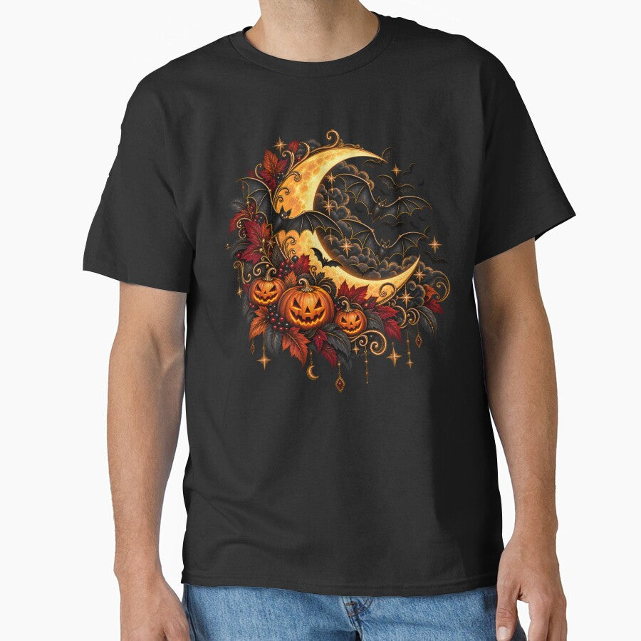 Gothic Halloween Moon – Bats, Pumpkins & Autumn Night Design by Clothes With Smiling Animals Walt Gral