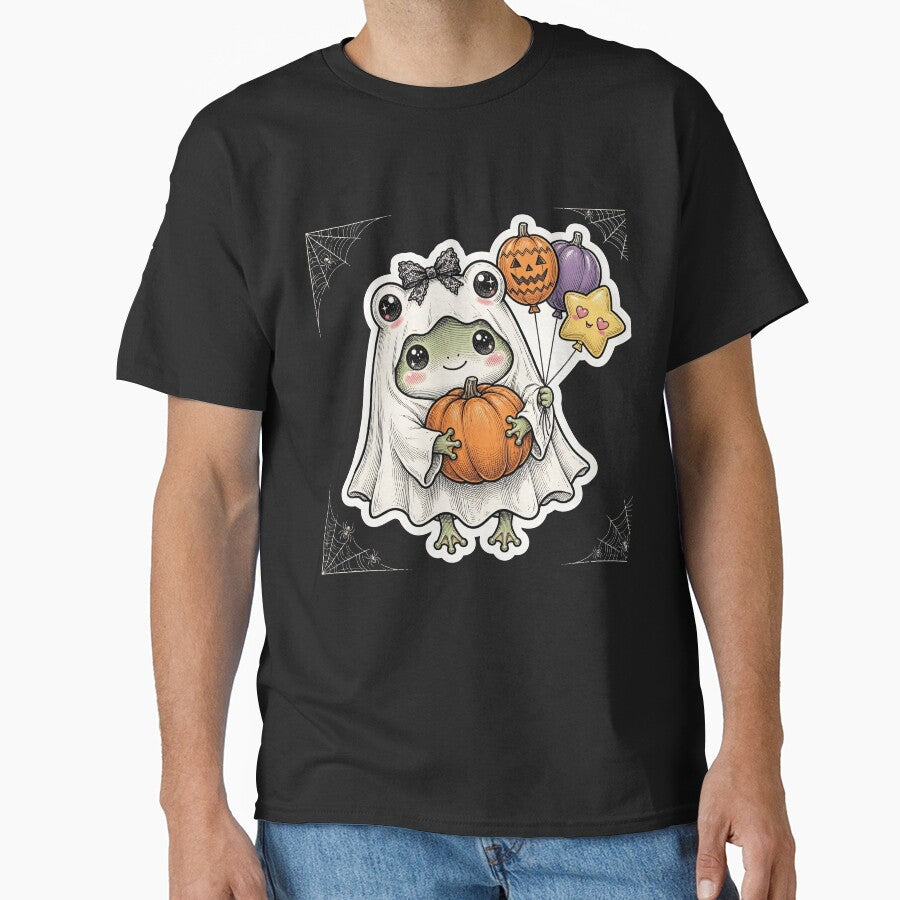 Cute Frog Ghost Pumpkin Balloons Halloween Kawaii Coquette by HealingEraInk