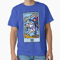 Wait, is this pixel art tarot? Blue - Minor Arcana 'Knight of Swords' (Design for T-shirt, stickers and other accessories) by Pixel Waite