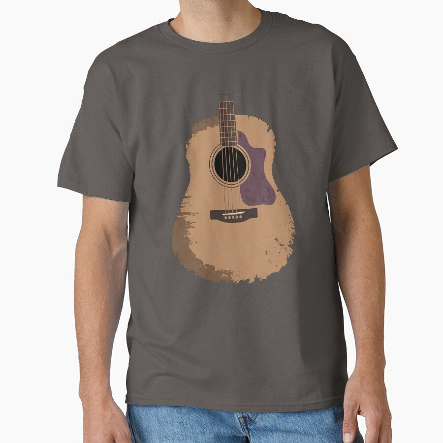 Funny Retro Vintage Distressed Acoustic Guitar Music by REDDLINE