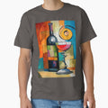 Geometric Wine Expression - Bold Abstract Bottle and Glass in a Symphony of Color and Modern Form by OlfactoART Studio