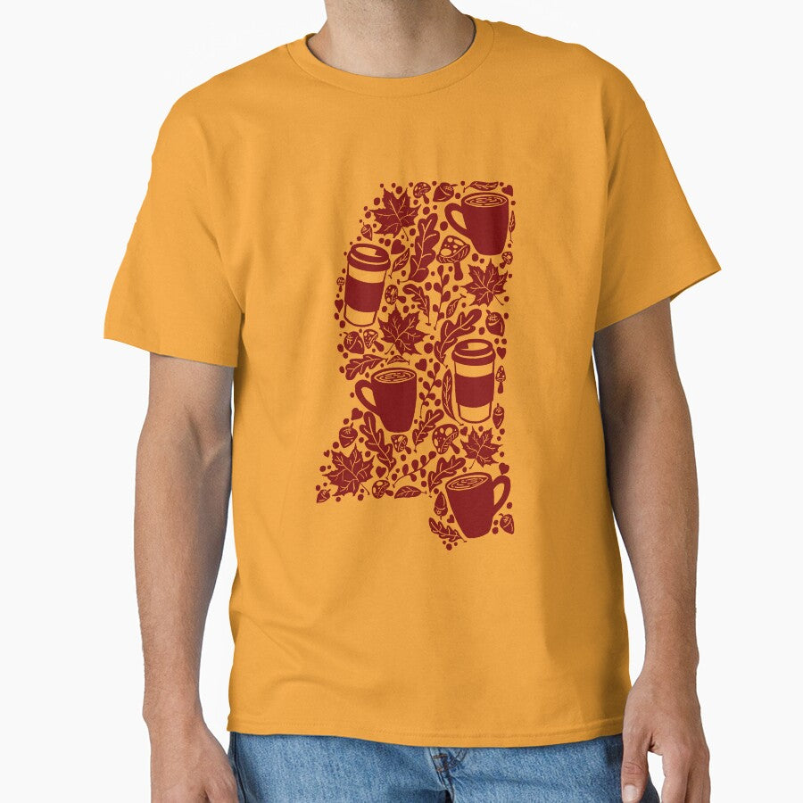 Autumn Season Mississippi Maroon silhouette With Yellow Background by missmann