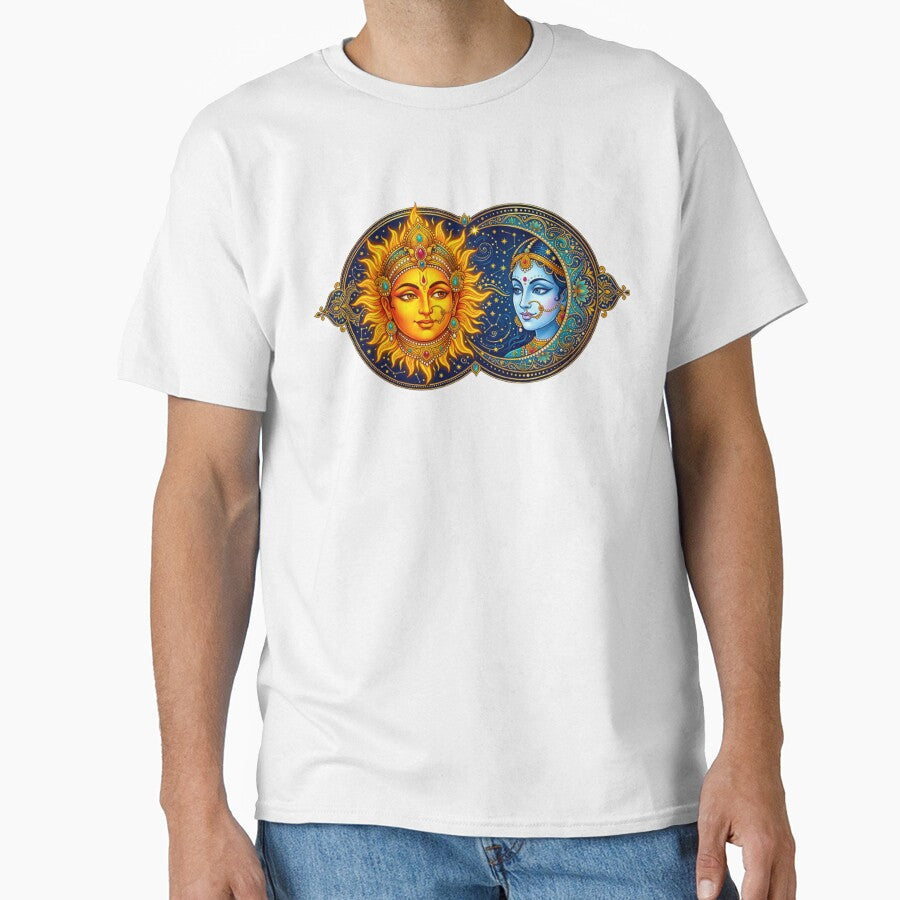 Celestial Sun and Moon Union - Traditional Indian Deity Art by MT-Hub | Art for Every Soul