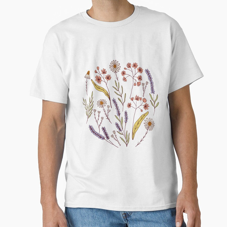 Bedtime tea calming herbs botanical pattern in pink by Illustrated by Nat