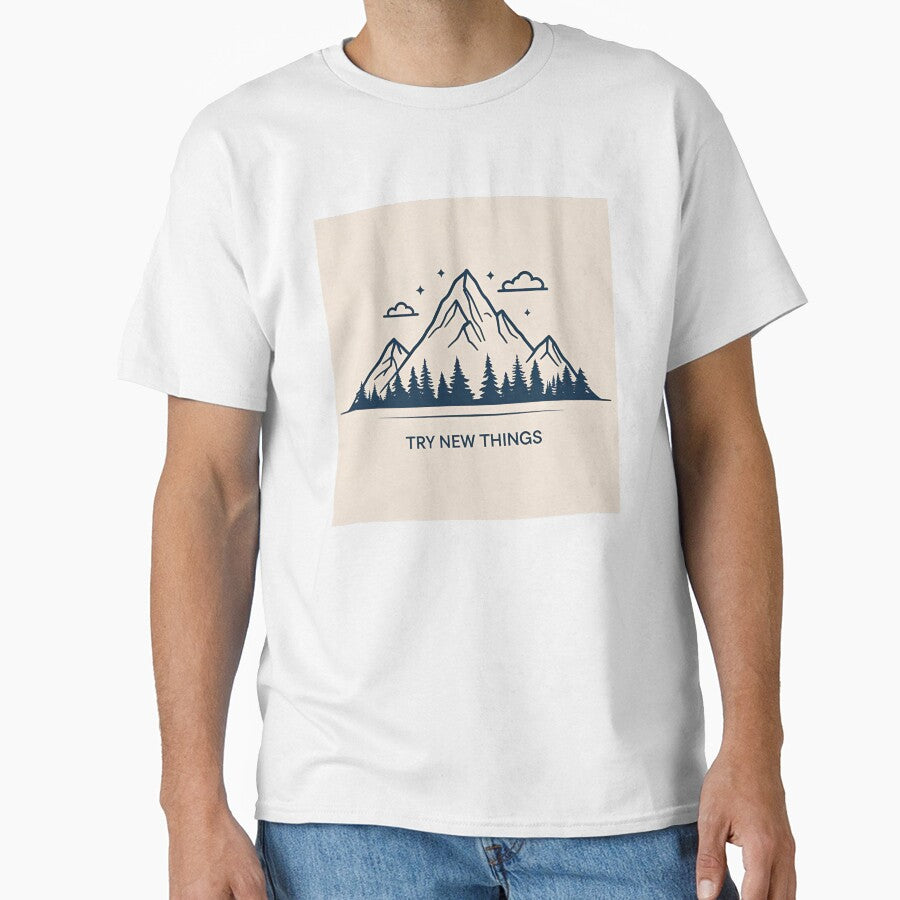 "Try New Things" Mountain Shirt by 20sDreamwear