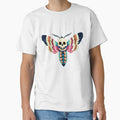 Vibrant Death Head Moth Skull Illustration, blue pink orange by IrenicBears