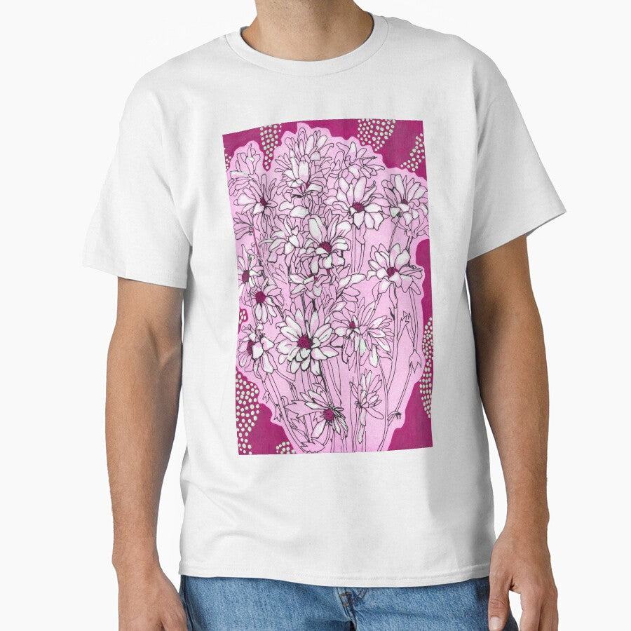 Daisy Chrysanthemum, Garden Flowers, Floral Art, Pink Magenta by Julia Khoroshikh
