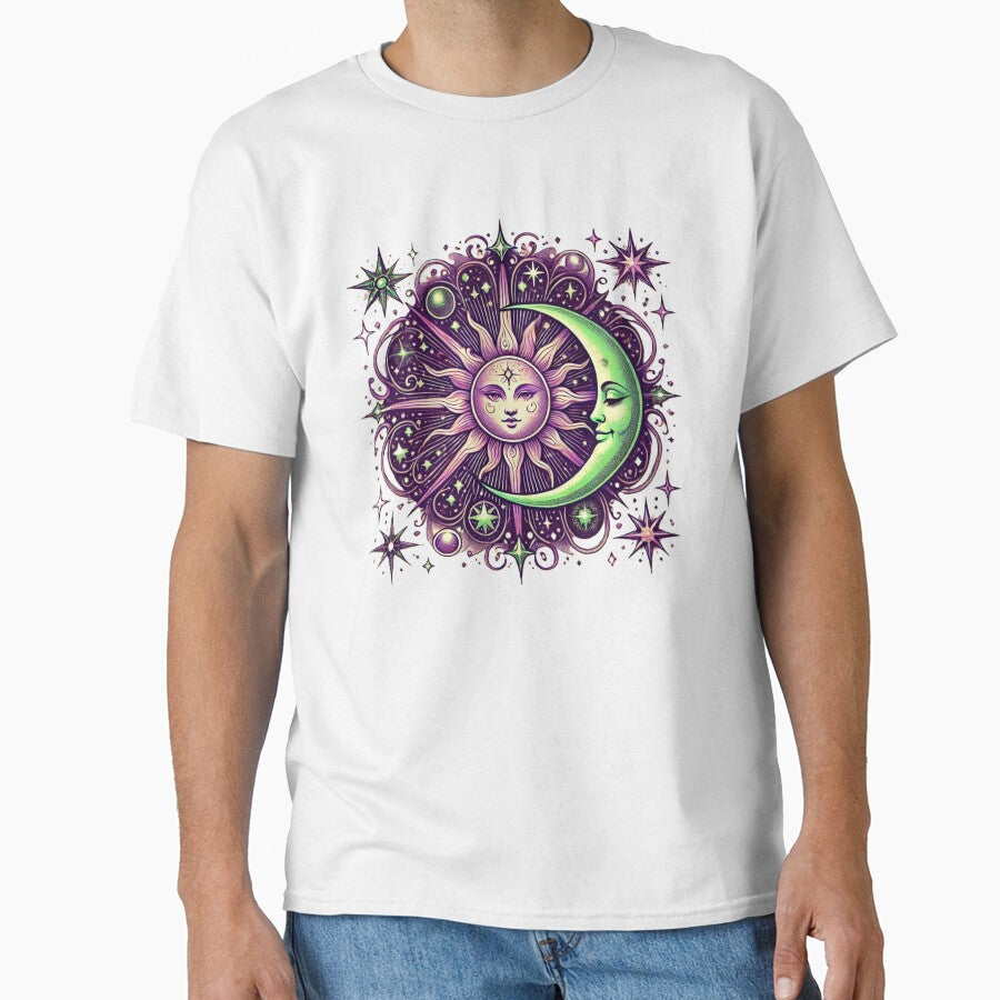 Mystical Sun & Moon in Purple and Green – Cosmic Spiritual Design by CarmaQuanTarot by CarmaQuanTarot