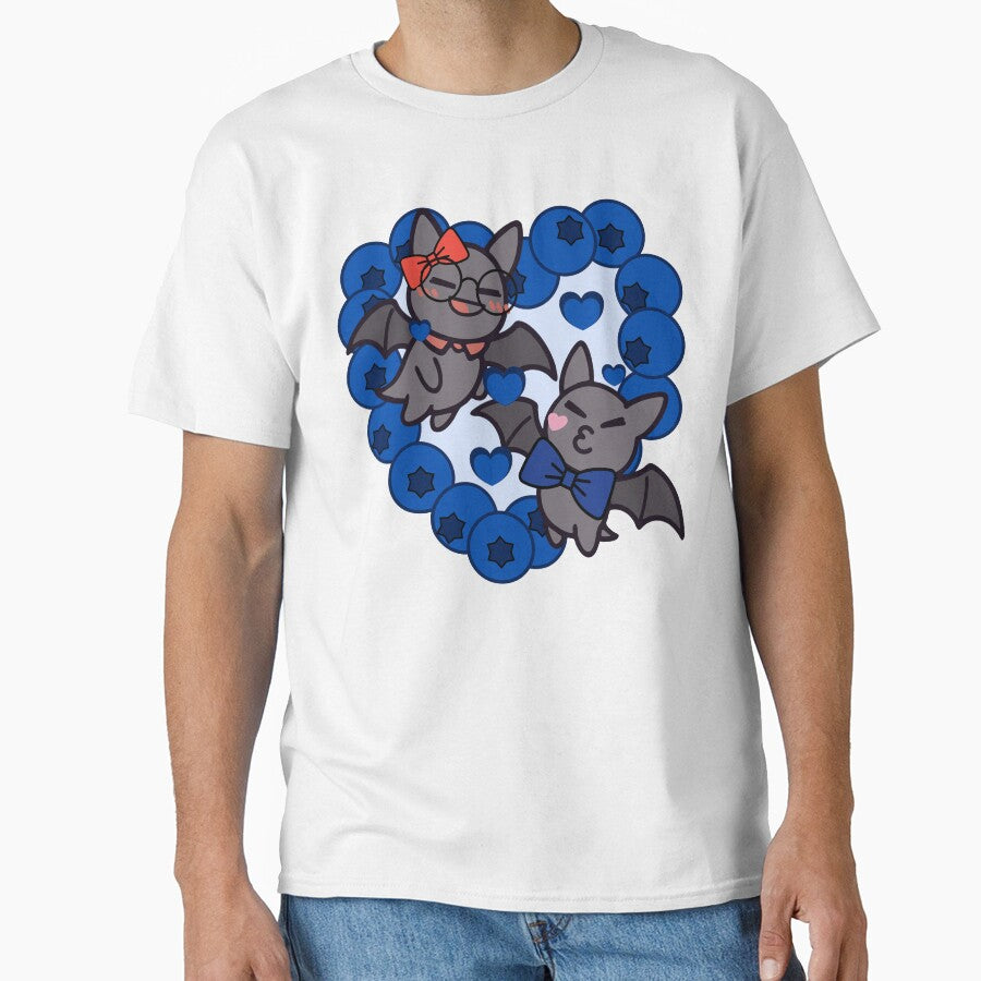 Cute Kawaii Bats in Blueberry Heart - Adorable Fruit Bats Duo by Kanniax
