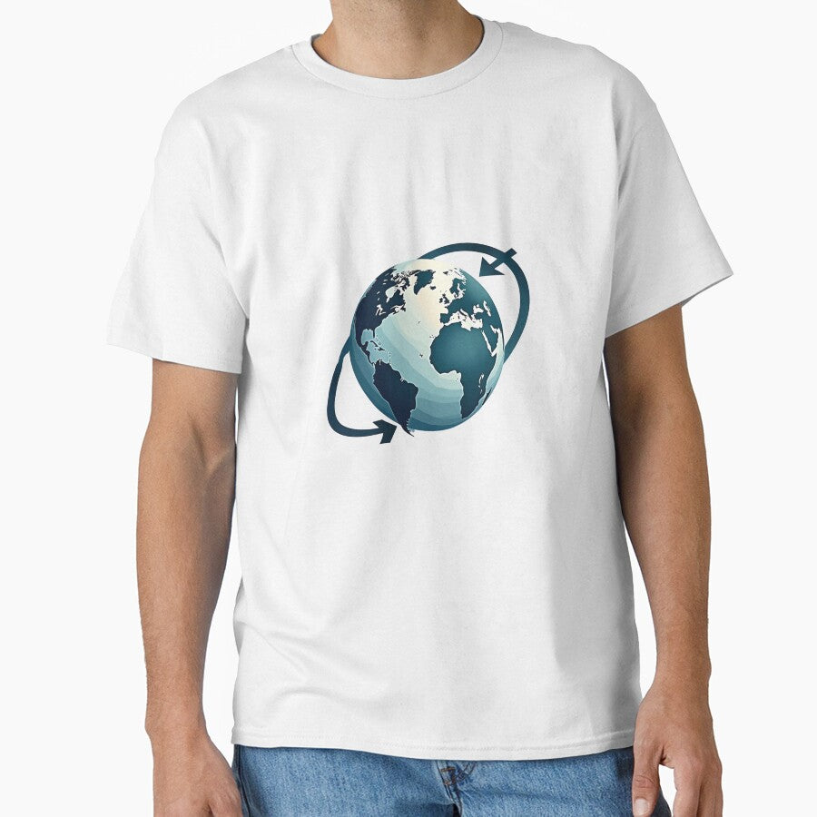 The Earth in a Circular Watercolor Style with Arrows Looping Around It by VibeTCreations
