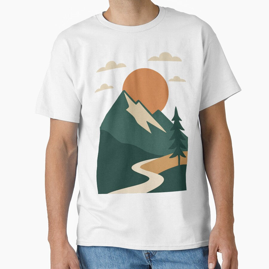 Minimalist Retro Mountain Landscape | Vintage Sunset Nature Illustration by zevorgue