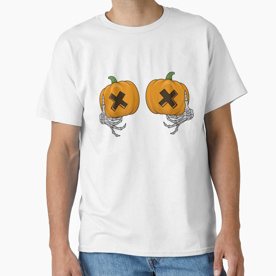 Pumpkin Boob Womens Halloween Skeleton Hand by Tattoohouse